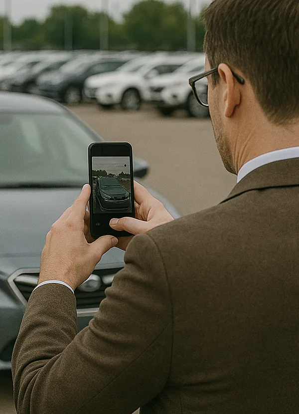 MyOnlineInventory mobile app showing car dealer leads and sales