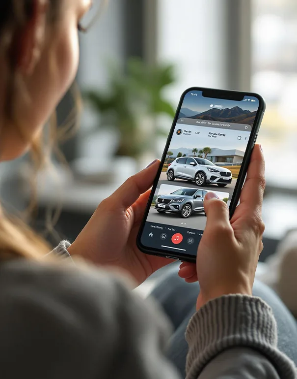 Car buyer researching local dealerships online
